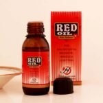 Red oil bottle with pack