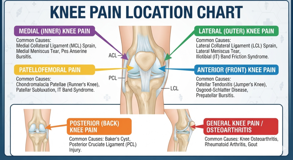 Knee Pain Location Chart